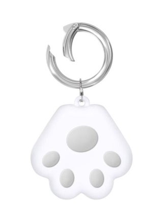 Cute Cat Paw Silicone Shockproof Protective Cover Soft Case with Keychain Ring Loop For Apple AirTag Grey - v1631129511/N50686046A_1