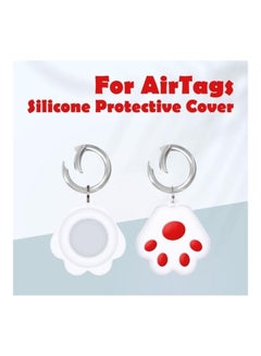 BGM Cute Cat Paw Silicone Shockproof Protective Cover Soft Case with Keychain Ring Loop For Apple AirTag Grey  - Image 3