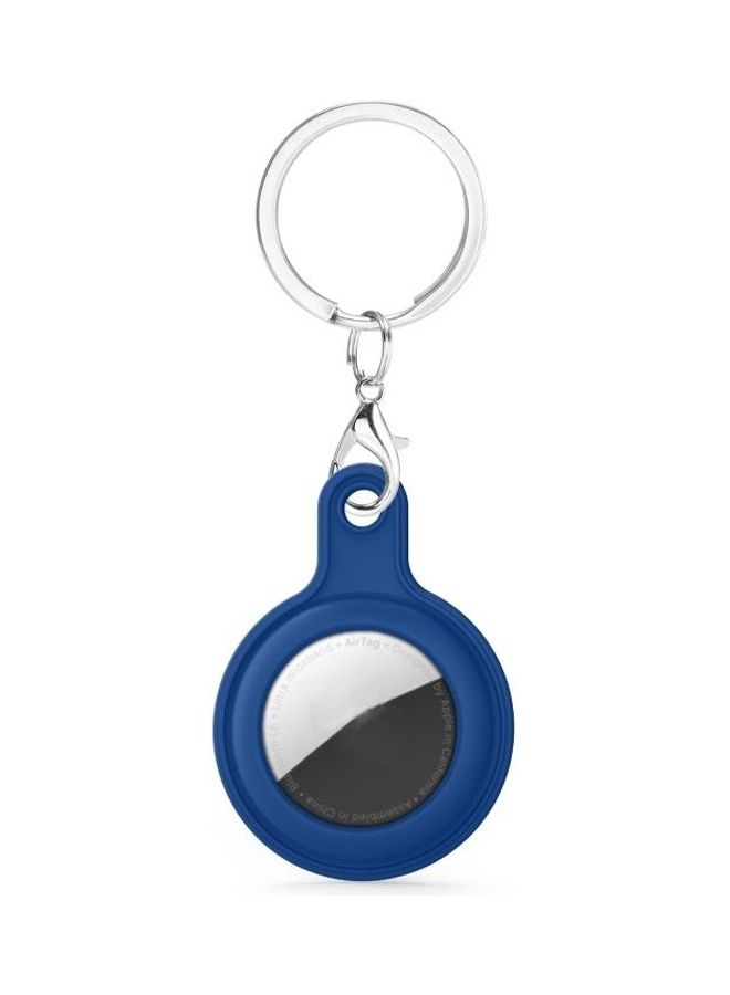 BGM - Gel Leather Case Cover with Switchable Keychain Ring for Apple AirTag Diamond Blue - Image 1