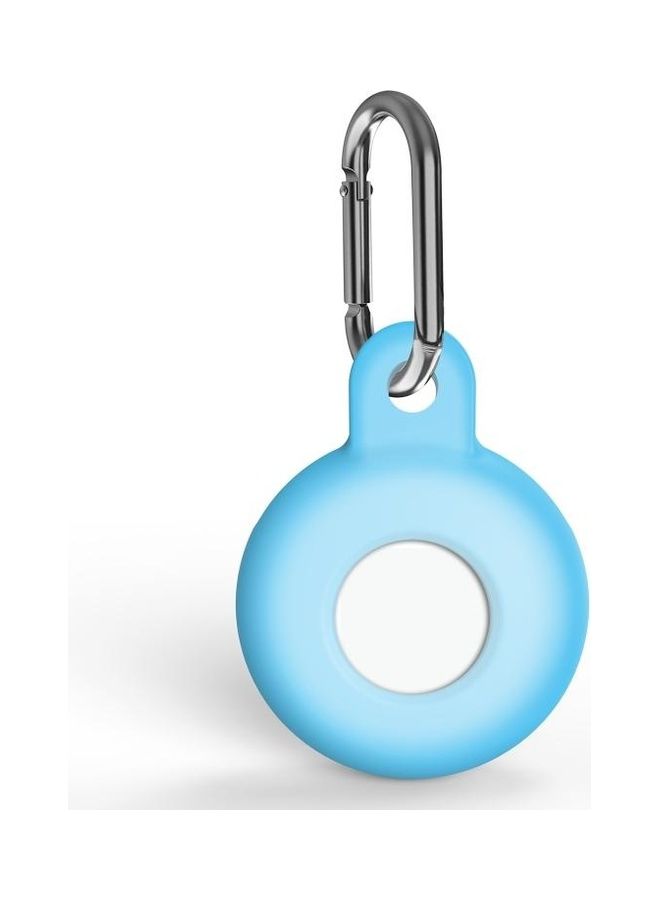 BGM - Anti-Scratch Silicone Shockproof Protective Cover Case with Carabiner For Apple AirTag Fluorescent Blue - Image 1