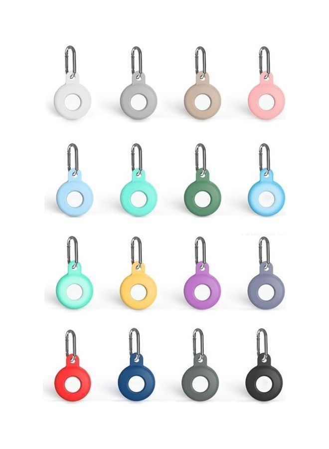 BGM - Anti-Scratch Silicone Shockproof Protective Cover Case with Carabiner For Apple AirTag Fluorescent Blue - Image 1