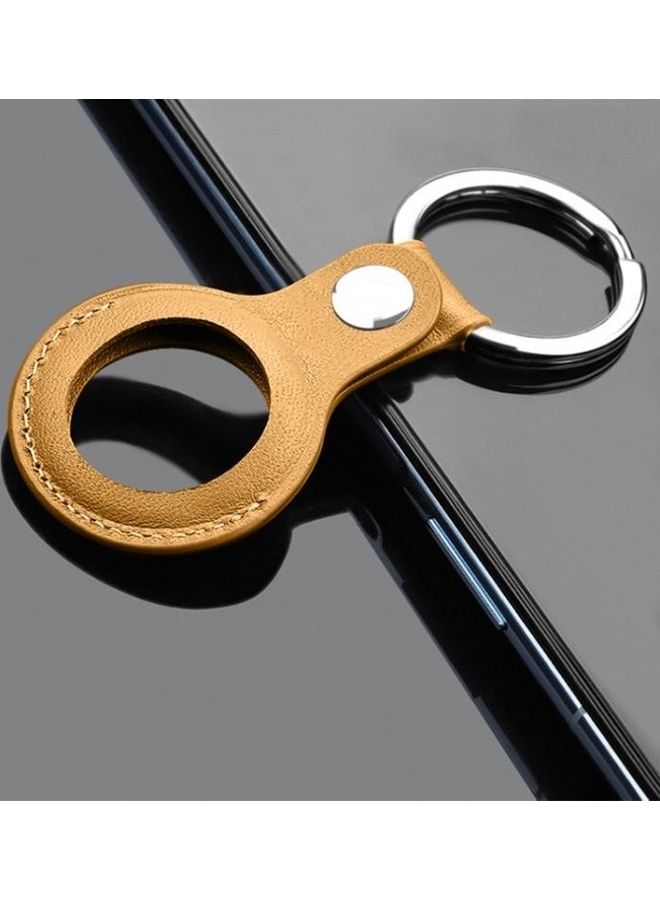 BGM - Mutural PU Leather Protective Case with Key Ring for Apple AirTag Yellow - Image 1