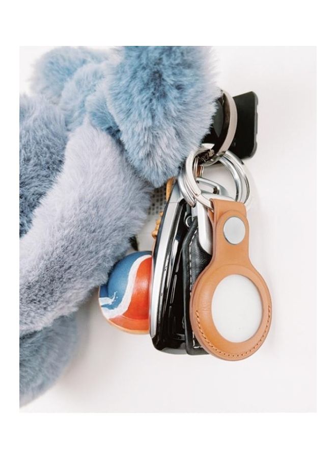 BGM - Mutural PU Leather Protective Case with Key Ring for Apple AirTag Yellow - Image 1