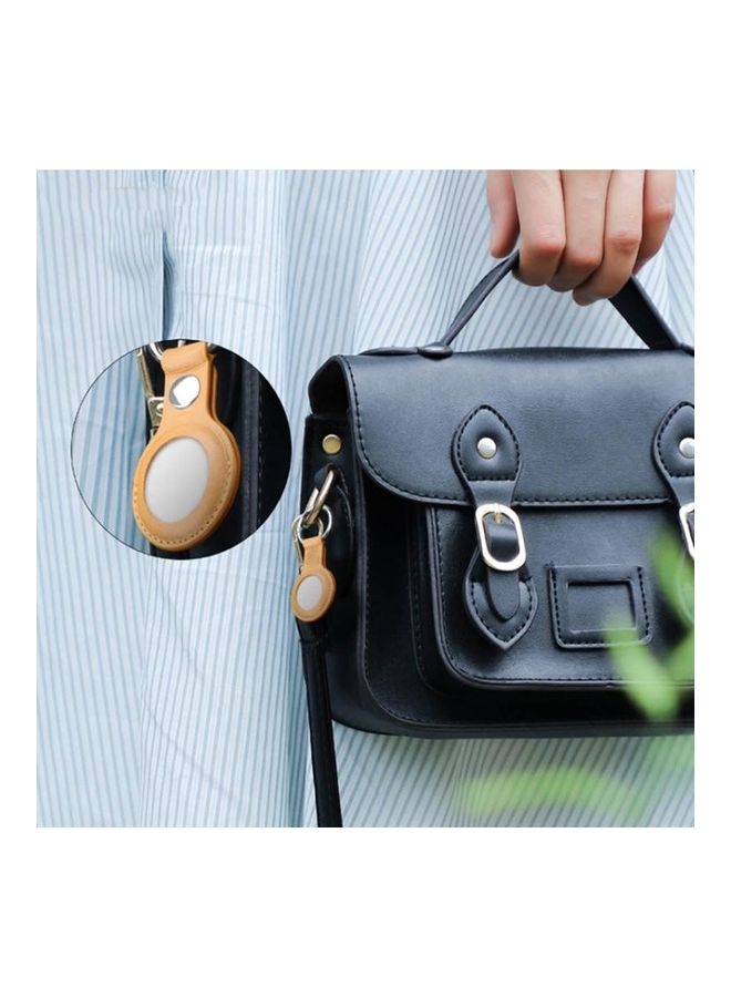 BGM - Mutural PU Leather Protective Case with Key Ring for Apple AirTag Yellow - Image 1