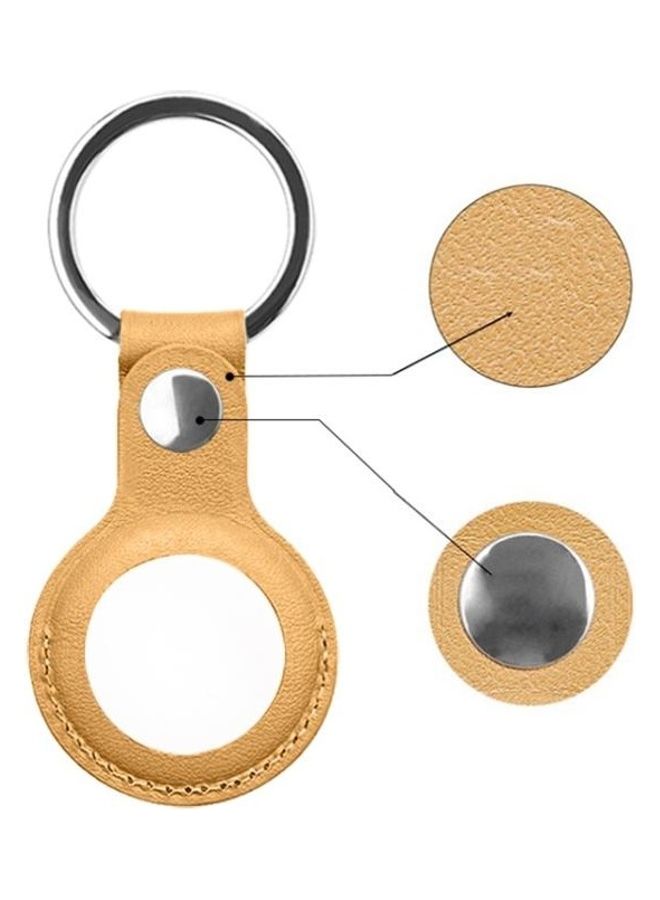 BGM - Mutural PU Leather Protective Case with Key Ring for Apple AirTag Yellow - Image 1