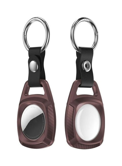 TPU Carbon Fiber Texture Shockproof Protective Cover Case with Keychain Ring For Apple AirTag Red