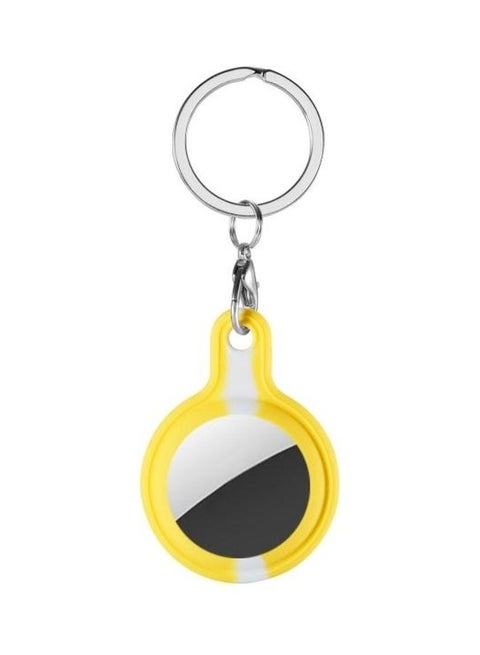Secondary Color Anti-Scratch Shockproof Silicone Protective Cover Case with Keychain Hook Loop For Apple AirTag Yellow