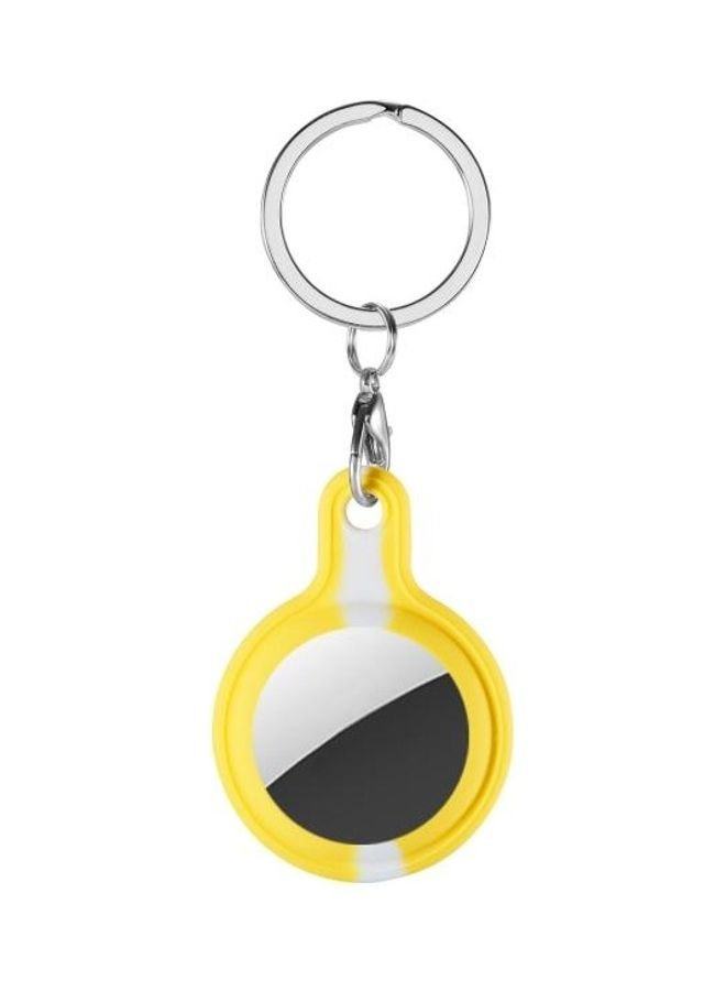 BGM - Secondary Color Anti-Scratch Shockproof Silicone Protective Cover Case with Keychain Hook Loop For Apple AirTag Yellow - Image 1