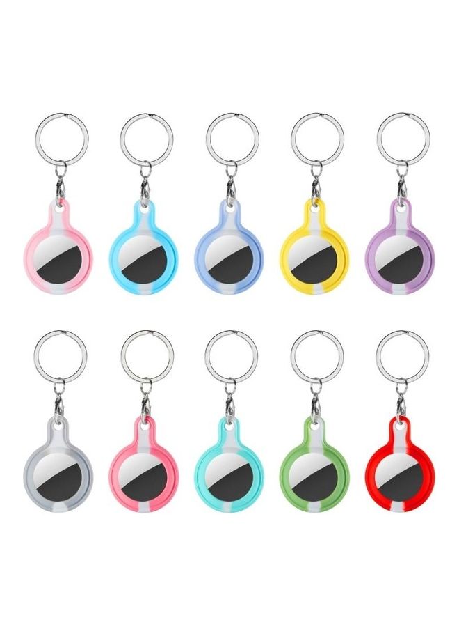 BGM - Secondary Color Anti-Scratch Shockproof Silicone Protective Cover Case with Keychain Hook Loop For Apple AirTag Yellow - Image 1