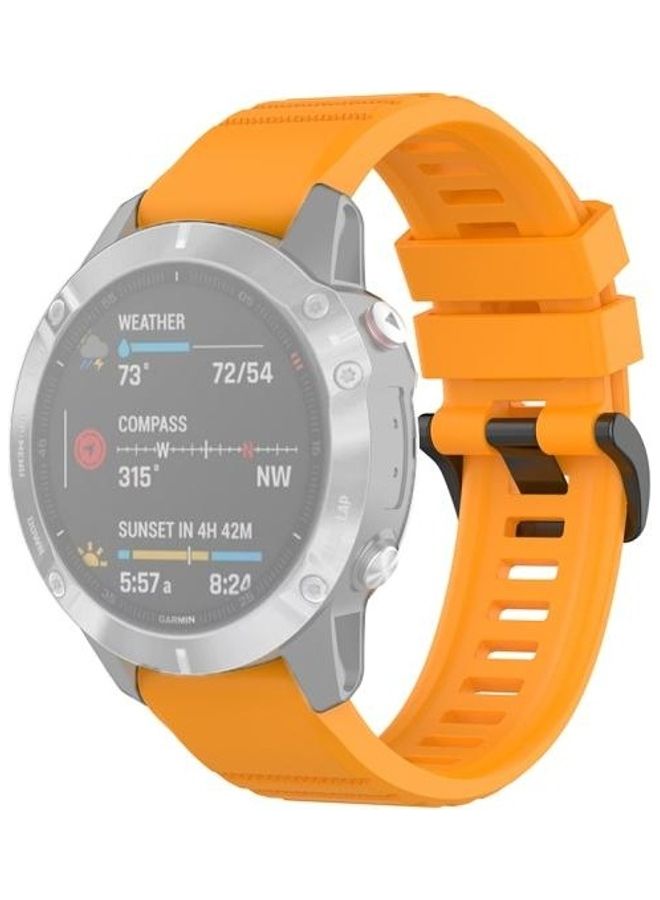 BGM Quick Release Official Texture Wrist Strap Watchband with Metal Button For Garmin Fenix 6 22mm Yellow - Image 1