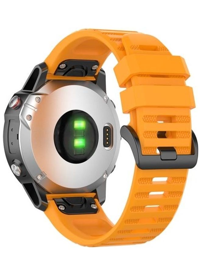 BGM Quick Release Official Texture Wrist Strap Watchband with Metal Button For Garmin Fenix 6 22mm Yellow - Image 2