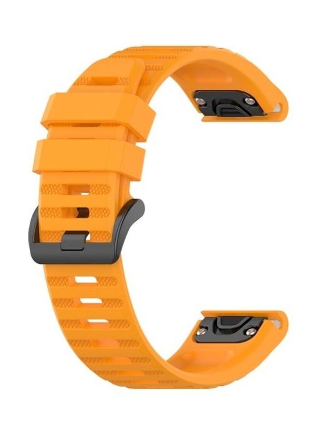 BGM Quick Release Official Texture Wrist Strap Watchband with Metal Button For Garmin Fenix 6 22mm Yellow - Image 3