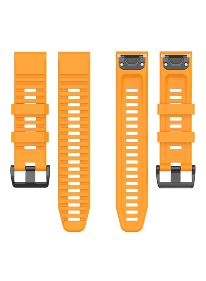 BGM Quick Release Official Texture Wrist Strap Watchband with Metal Button For Garmin Fenix 6 22mm Yellow - Image 5
