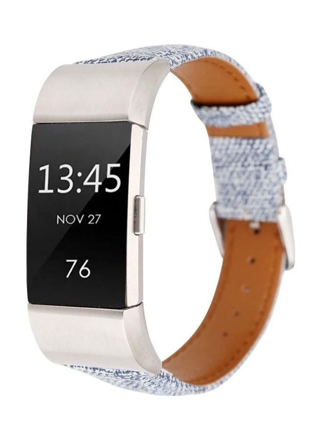 بي جي إم سوار بديل من الجلد بملمس راعي البقر، مناسب لساعة فيتبيت تشارج 2 أزرق - Image 2