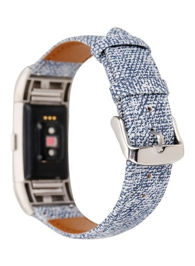 بي جي إم سوار بديل من الجلد بملمس راعي البقر، مناسب لساعة فيتبيت تشارج 2 أزرق - Image 3