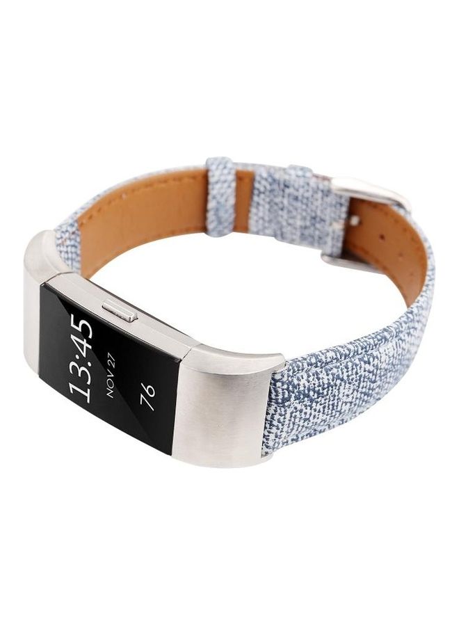 بي جي إم سوار بديل من الجلد بملمس راعي البقر، مناسب لساعة فيتبيت تشارج 2 أزرق - Image 4