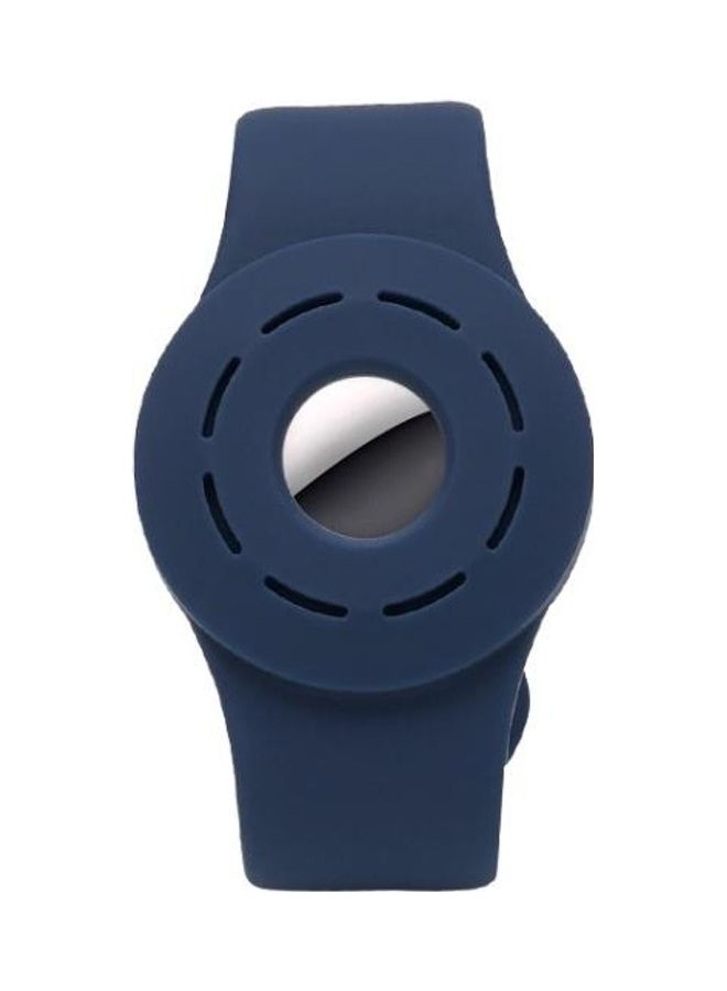 BGM - Shockproof Anti-Scratch Bracelet Strap Silicone Protective Case Cover For Apple AirTag Dark Blue - Image 1