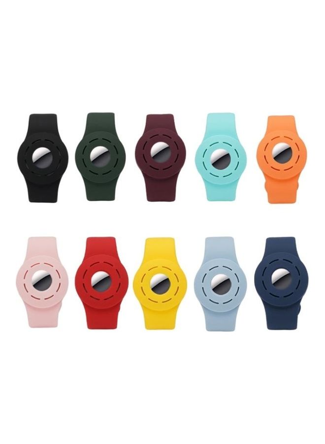 BGM - Shockproof Anti-Scratch Bracelet Strap Silicone Protective Case Cover For Apple AirTag Dark Blue - Image 1