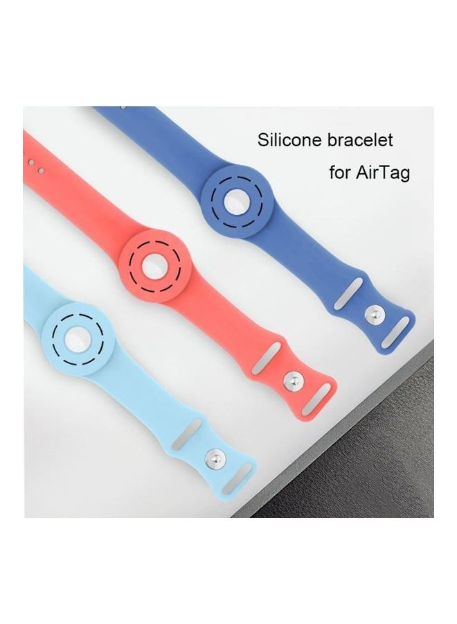 BGM - Shockproof Anti-Scratch Bracelet Strap Silicone Protective Case Cover For Apple AirTag Dark Blue - Image 1