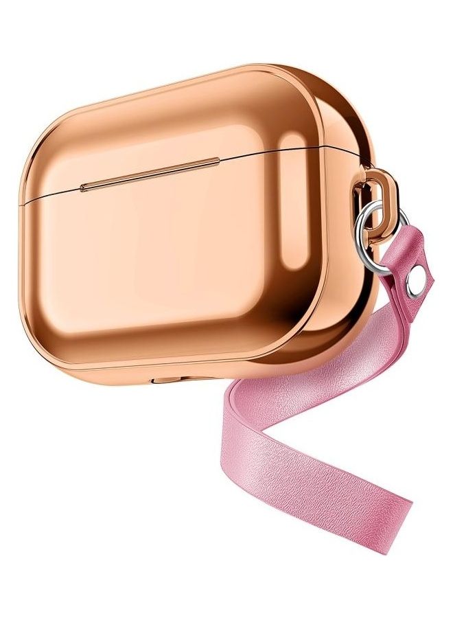 BGM - Electroplating TPU Solid Color Earphone Protective Case with Lanyard For AirPods Pro Gold - Image 1