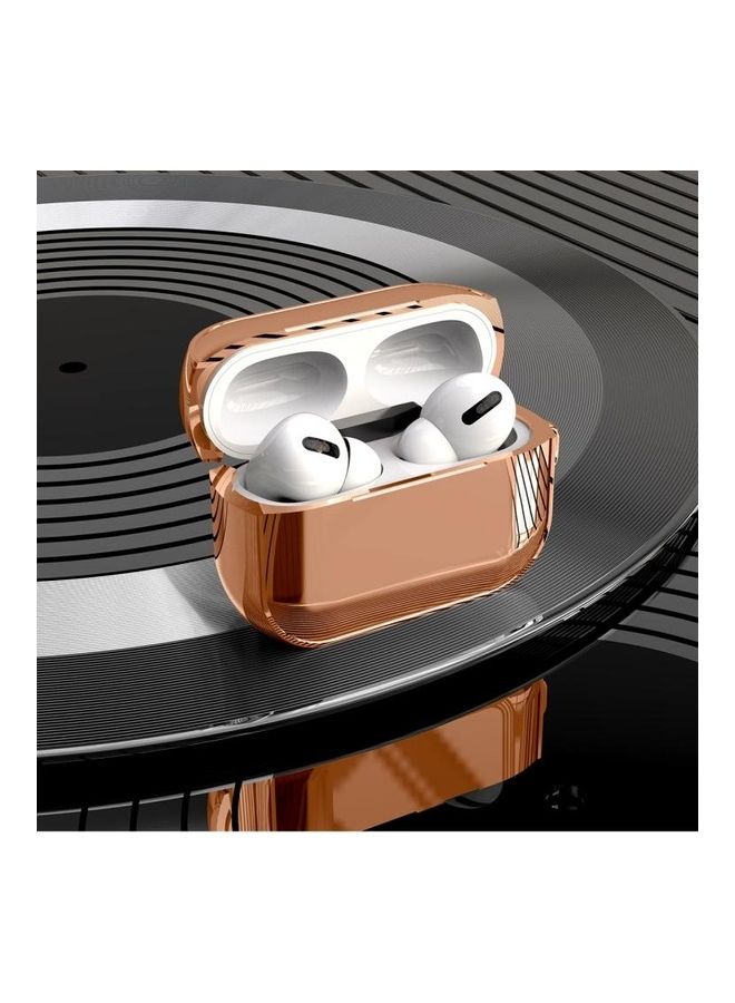 BGM - Electroplating TPU Solid Color Earphone Protective Case with Lanyard For AirPods Pro Gold - Image 1