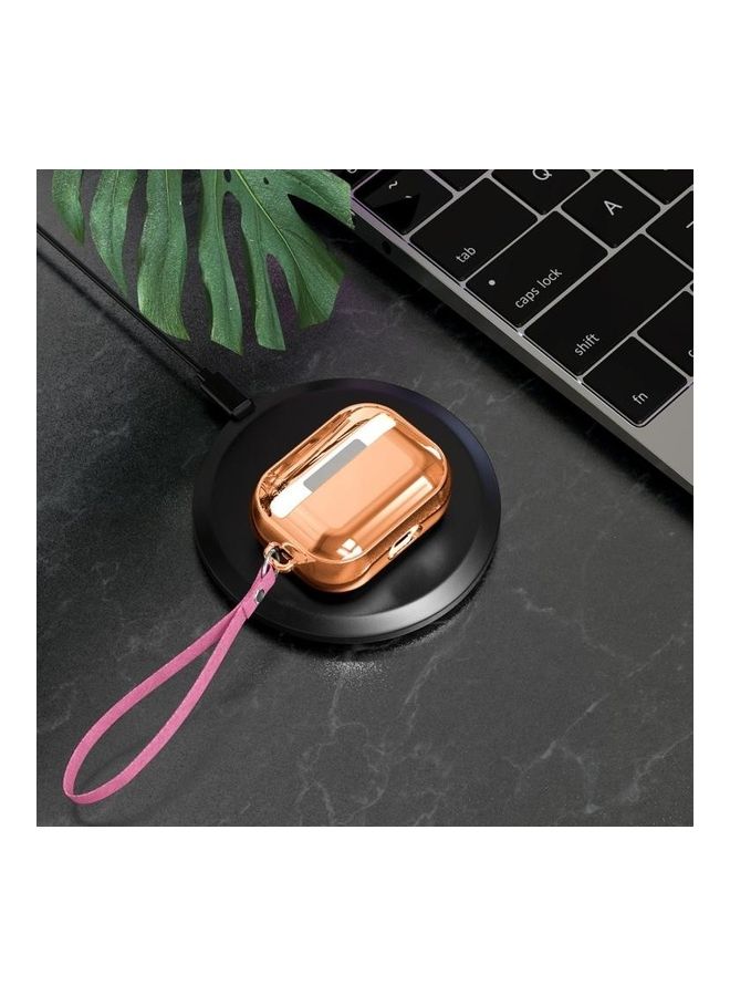 BGM - Electroplating TPU Solid Color Earphone Protective Case with Lanyard For AirPods Pro Gold - Image 1