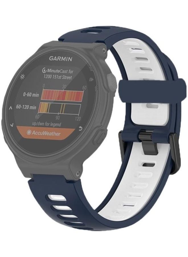 BGM Two-Tone Silicone Replacement Band For Garmin Forerunner 220/230/235/620/630/735XT Blue/White  - Image 2