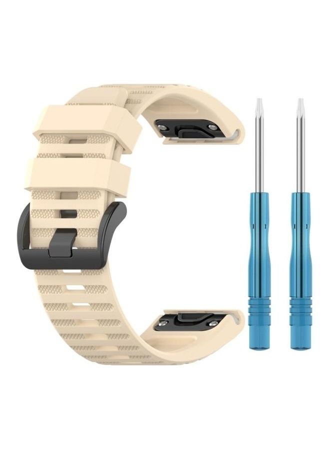 بي جي إم طقم سوار بديل من السيليكون سريع الفك لساعة جارمين فينيكس 6 مقاس 22 مم بيج - Image 1