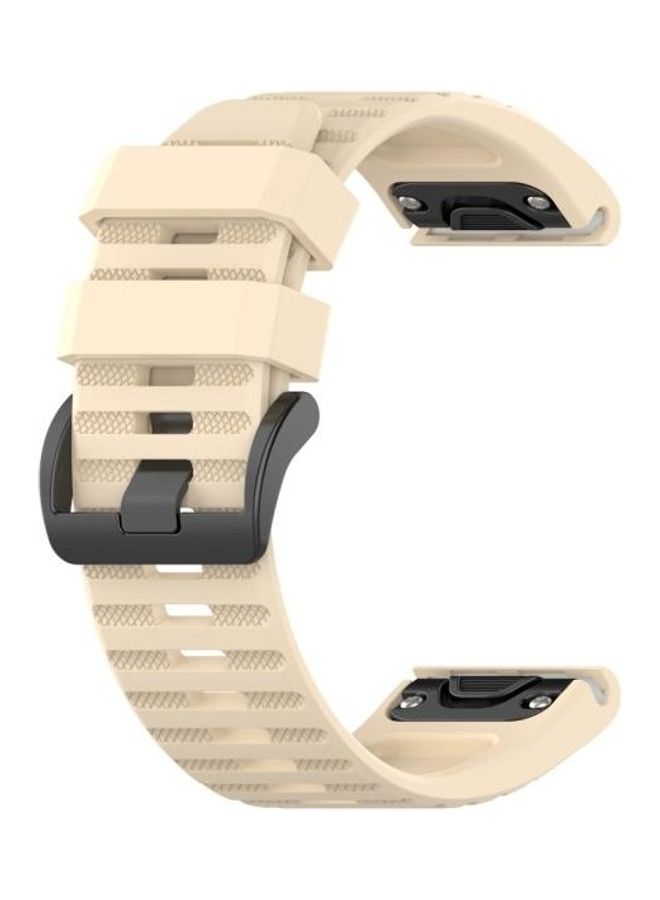 بي جي إم طقم سوار بديل من السيليكون سريع الفك لساعة جارمين فينيكس 6 مقاس 22 مم بيج - Image 2