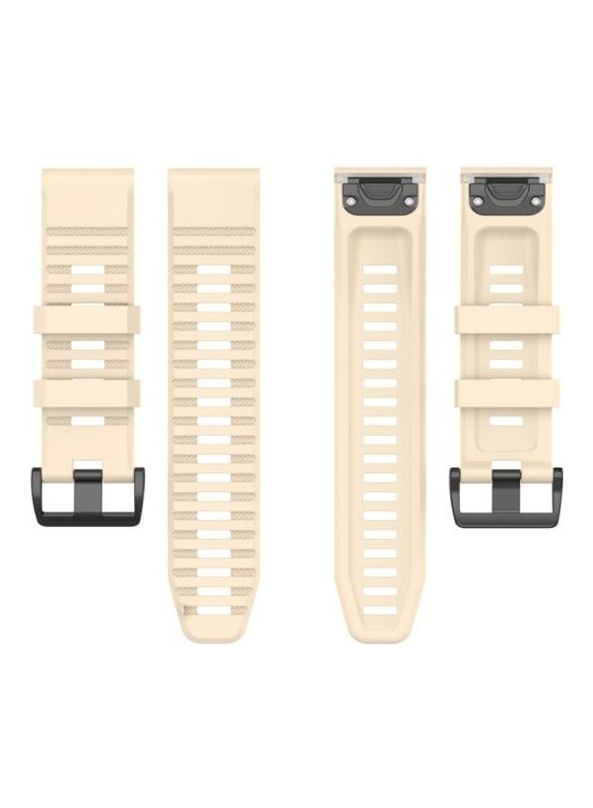 بي جي إم طقم سوار بديل من السيليكون سريع الفك لساعة جارمين فينيكس 6 مقاس 22 مم بيج - Image 4