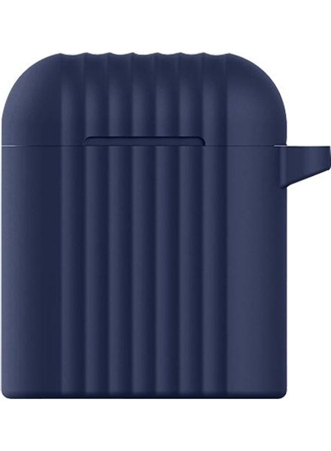 BGM Wireless Earphones Shockproof Draw-bar Frame Silicone Protective Case for Apple AirPods 1/2 Blue