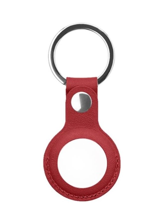 BGM Mutural PU Leather Protective Case with Key Ring for Apple AirTag Red  - Image 1