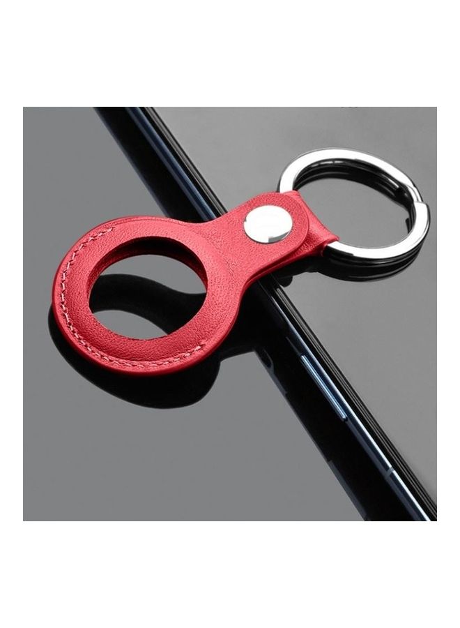 BGM Mutural PU Leather Protective Case with Key Ring for Apple AirTag Red  - Image 2