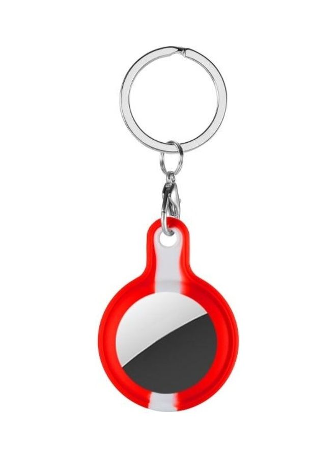 Secondary Color Anti-Scratch Shockproof Silicone Protective Cover Case with Keychain Hook Loop for Apple AirTag Red