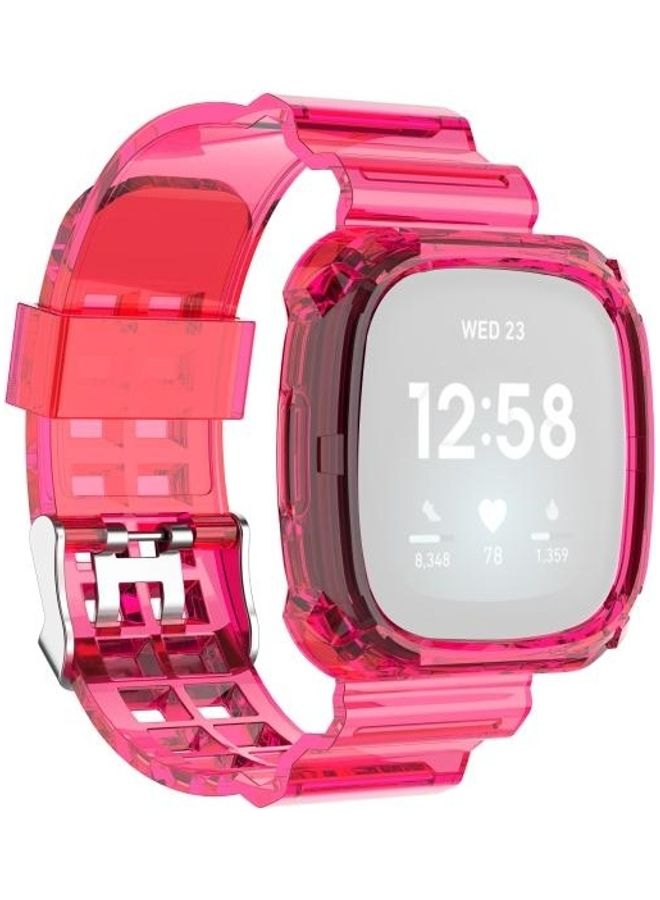 BGM Transparent TPU Strap For Fitbit Versa 3/Fitbit Sense Rose Red - Image 1