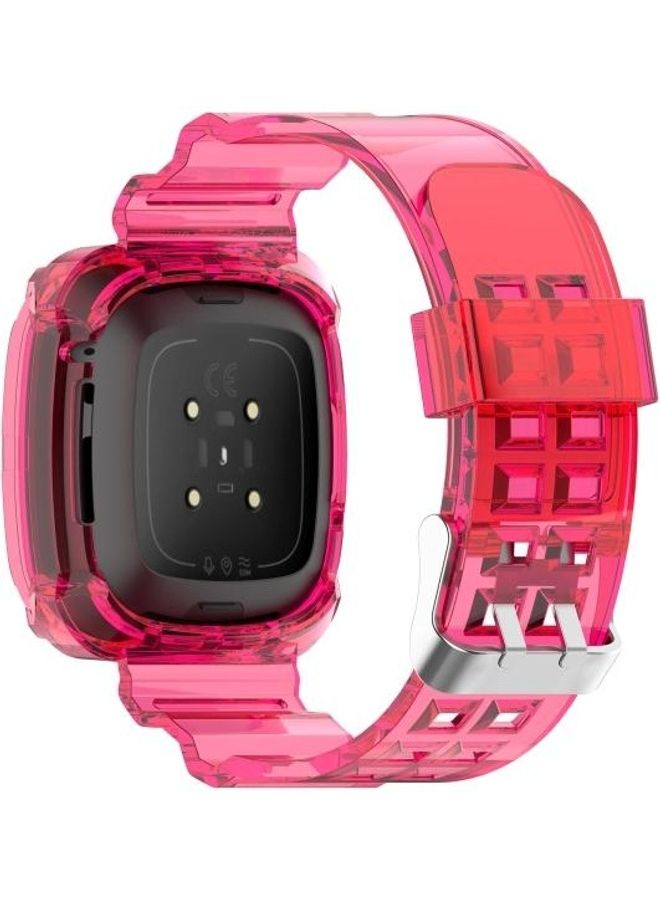 BGM Transparent TPU Strap For Fitbit Versa 3/Fitbit Sense Rose Red - Image 2