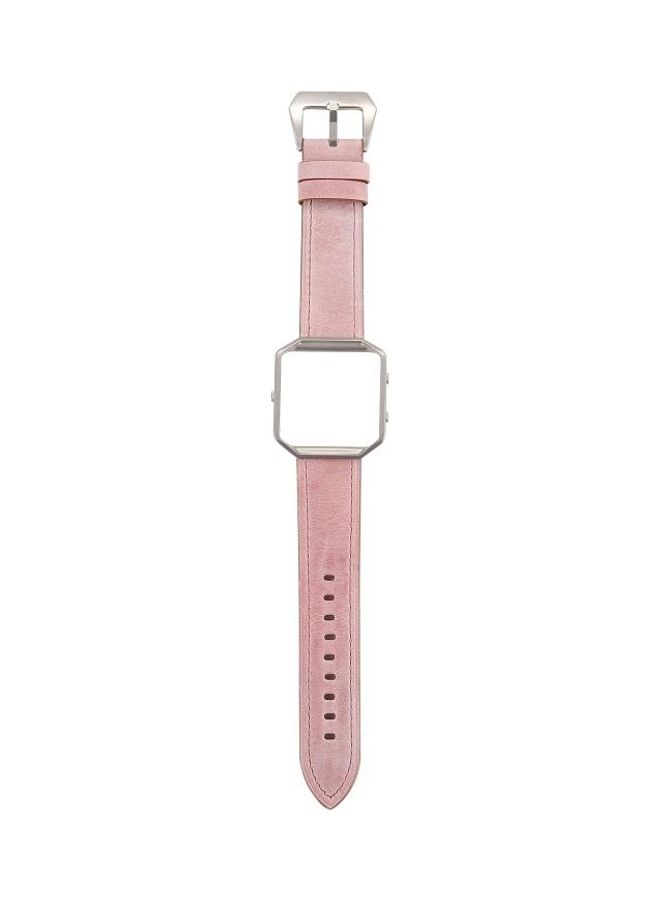 BGM Fresh Style Leather Replacement Strap Watchband For Fitbit Blaze Pink - Image 1