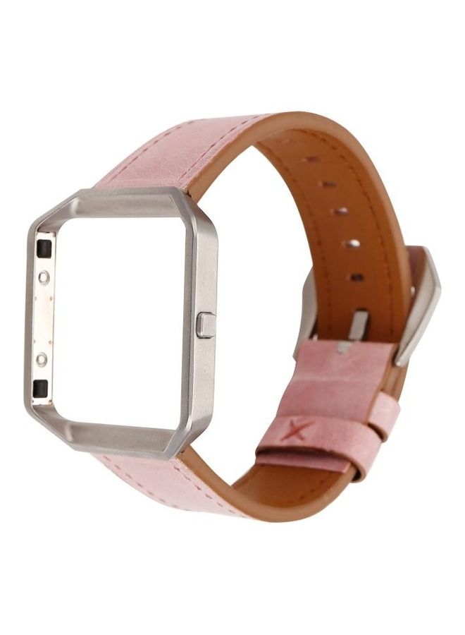 BGM Fresh Style Leather Replacement Strap Watchband For Fitbit Blaze Pink - Image 2