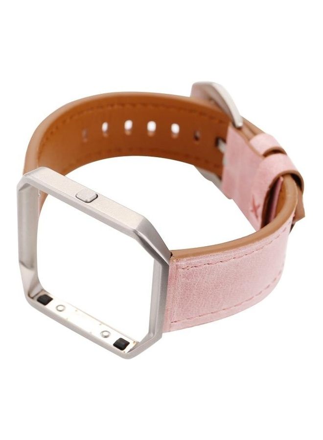 BGM Fresh Style Leather Replacement Strap Watchband For Fitbit Blaze Pink - Image 4