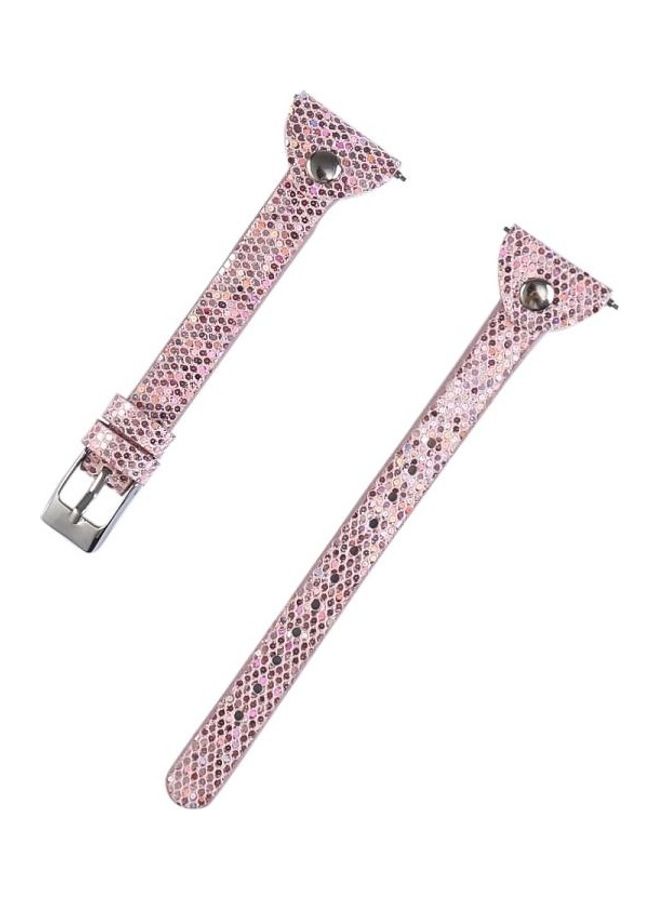 BGM Studded Slim Sequin Glitter Leather Strap For Fitbit Versa / Versa 2 / Versa Lite / Versa SE Pink - Image 2