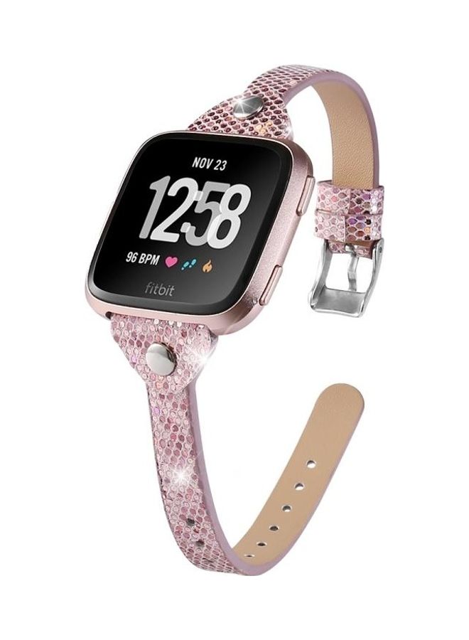 BGM Studded Slim Sequin Glitter Leather Strap For Fitbit Versa / Versa 2 / Versa Lite / Versa SE Pink - Image 3