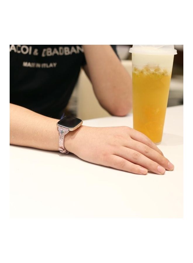 BGM Studded Slim Sequin Glitter Leather Strap For Fitbit Versa / Versa 2 / Versa Lite / Versa SE Pink - Image 5