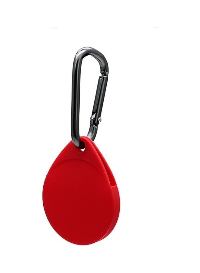 BGM - 2-Piece Drop Shape  Shockproof Anti-Scratch Silicone Protective Case with Carabiner for Apple AirTag Red - Image 1