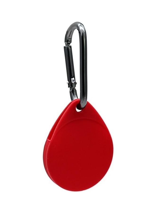 BGM - 2-Piece Drop Shape  Shockproof Anti-Scratch Silicone Protective Case with Carabiner for Apple AirTag Red - Image 1