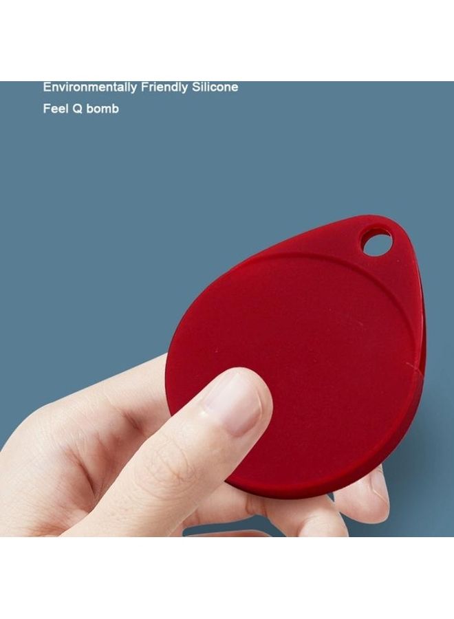 BGM - 2-Piece Drop Shape  Shockproof Anti-Scratch Silicone Protective Case with Carabiner for Apple AirTag Red - Image 1