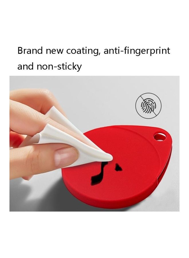 BGM - 2-Piece Drop Shape  Shockproof Anti-Scratch Silicone Protective Case with Carabiner for Apple AirTag Red - Image 1