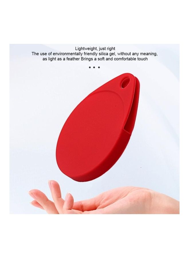 BGM - 2-Piece Drop Shape  Shockproof Anti-Scratch Silicone Protective Case with Carabiner for Apple AirTag Red - Image 1