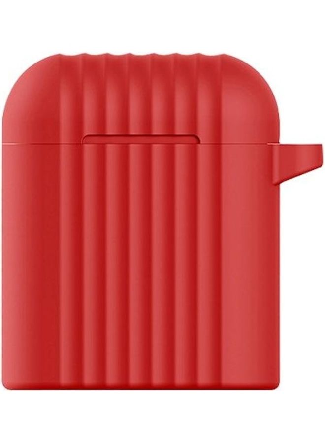 BGM Wireless Earphones Shockproof Draw-bar Frame Silicone Protective Case for Apple AirPods 1/2 Red