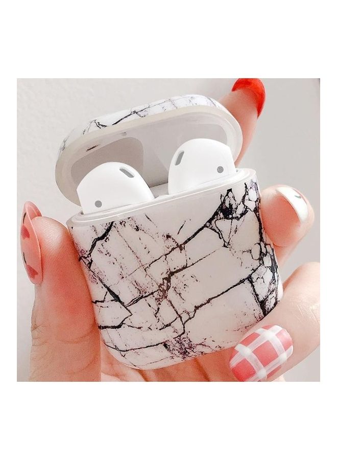 BGM Marble Pattern Shockproof TPU Protective Case for Apple AirPods 1/2 White