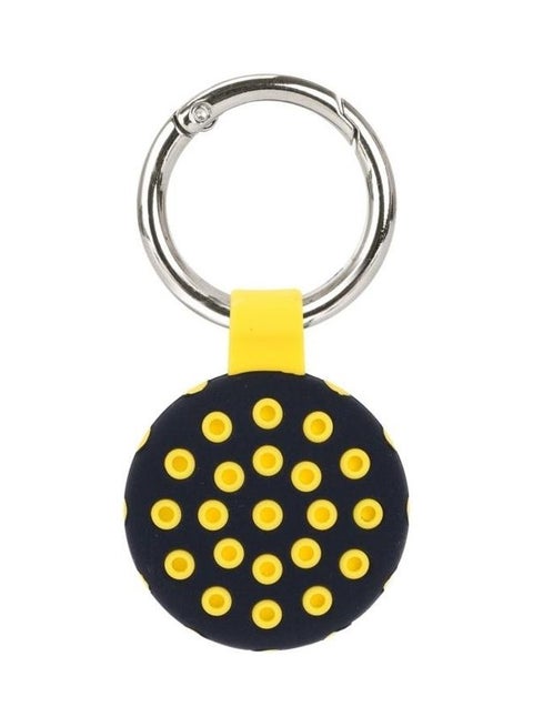 Dot Anti-Scratch Shockproof Silicone Protective Cover Case with Keychain Hook Loop For Apple AirTag Yellow/Black
